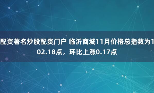 配资著名炒股配资门户 临沂商城11月价格总指数为102.18点，环比上涨0.17点